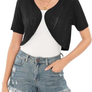 Aottori Women's Bolero Festive Bolero Jacket Short Sleeve Elegant Cardigan Short Cardigan Summer Lightweight Shoulder Jacket Open Front Shrug for Wedding