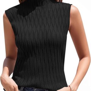 Aottori turtleneck shirt women sleeveless turtleneck sweater under turtleneck elegant turtleneck knit sweater turtleneck tank top tops turtleneck shirt