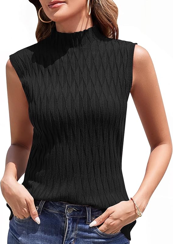 Aottori turtleneck shirt women sleeveless turtleneck sweater under turtleneck elegant turtleneck knit sweater turtleneck tank top tops turtleneck shirt