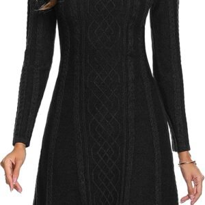 Aottori Knitted Dress Women's Jumper Dress Elegant Winter Dress Long Sleeve